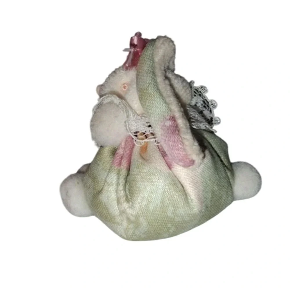 Sheri Nickell 1987 Pink Floral Bunny Rabbit‎ Ornament Vintage Easter Decor